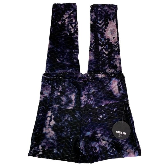Jolie & Joy by FCT Honeycomb Tie Dye Activewear Ankle Leggings Ruched Butt - Picture 1 of 6